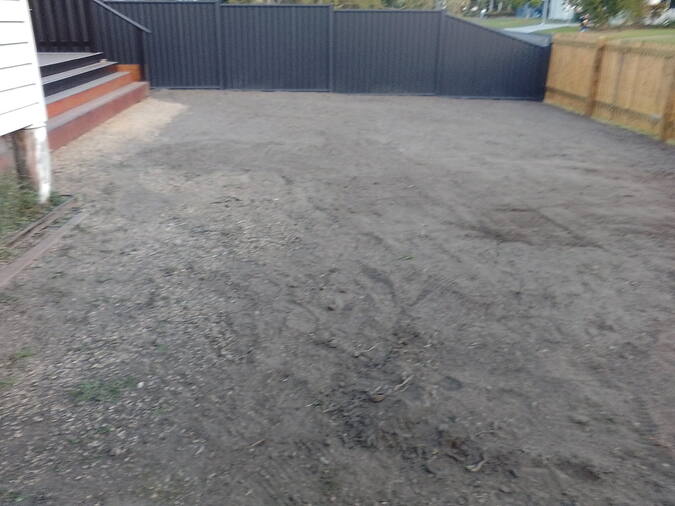 Front yard levelled, irrigated & turfed — the same yard before work started
